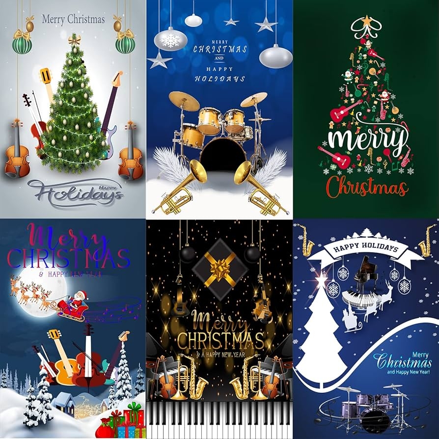 Amazon QMG Musical Design Christmas Card Set Of 12 And Envelopes Perfect Greeting Cards To Send Warm Holiday Wishes To Friends And Family Office Products