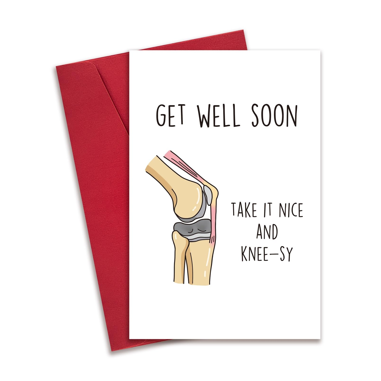 Amazon RollupJoy Funny Get Well Soon Knee Card For Friends After Surgery Recovery Gifts For Women Men Hilarious Get Better Card For Him Her Take It Nice And Knee sy Card 