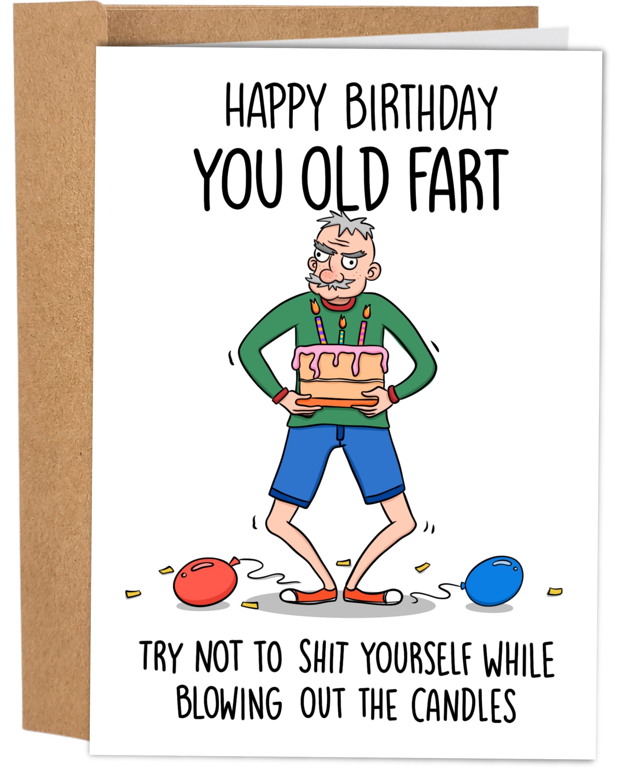 Amazon Sleazy Greetings Funny Happy Birthday Card For Men With Matching Envelope 5 X 7 Inch Happy Birthday You Old Fart Card Office Products