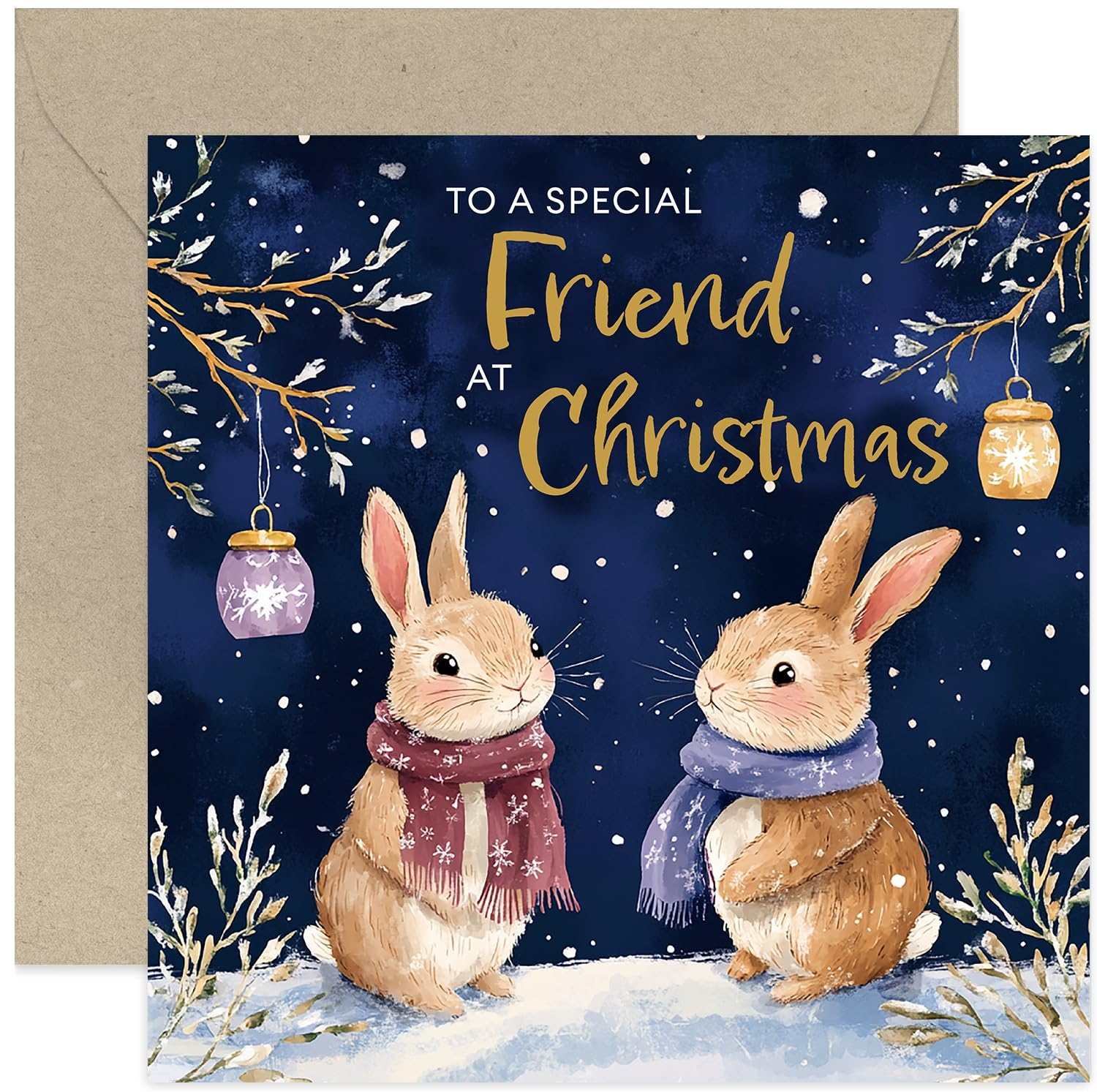 Amazon Special Christmas Cards For Friends Best Friend Christmas Cards Cute Sweet Bunny Rabbit Festive Design Luxury Christmas Greeting Cards For Her For Women Bestie BFF Office Products
