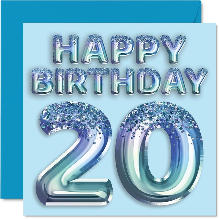 Amazon Stuff4 20th Birthday Card For Men Blue Glitter Party Balloon Happy Birthday Cards For 20 Year Old Man Brother Son Nephew Uncle 5 7 X 5 7 Inch Twenty Twentieth