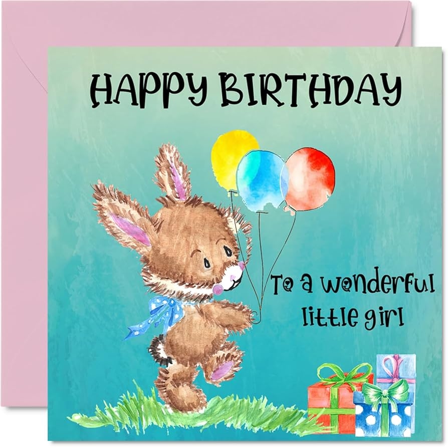 Amazon Stuff4 Special Birthday Card Girl Little Girl Cute Rabbit Happy Birthday Card Girl Girls Birthday Cards For Her 5 7 X 5 7 Inch Greeting Card For Daughter Niece Granddaughter