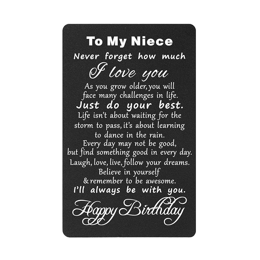 Amazon TANWIH Niece Birthday Card Happy Birthday Niece Inspirational Engraved Birthday Greeting Card For Niece Office Products