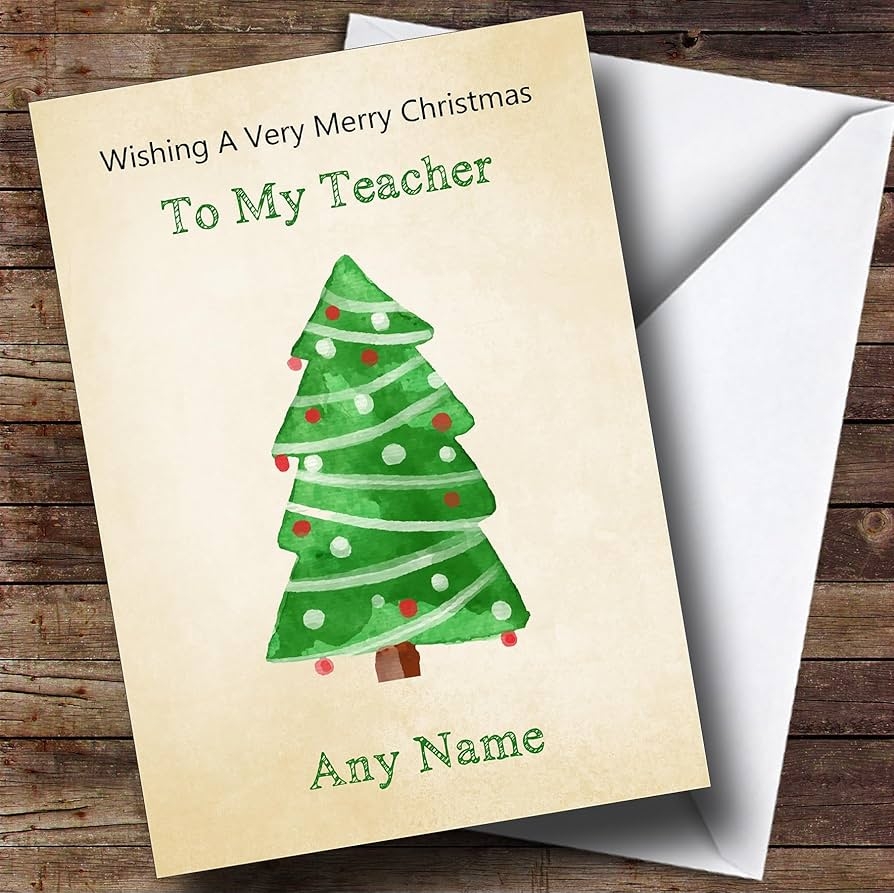 Amazon Teacher Cute Watercolour Xmas Tree Personalized Christmas Holiday Card Personalized Card Christmas Card Christmas Card For Teachers Christmas Christmas Card Christmas Card For Teachers Office Products