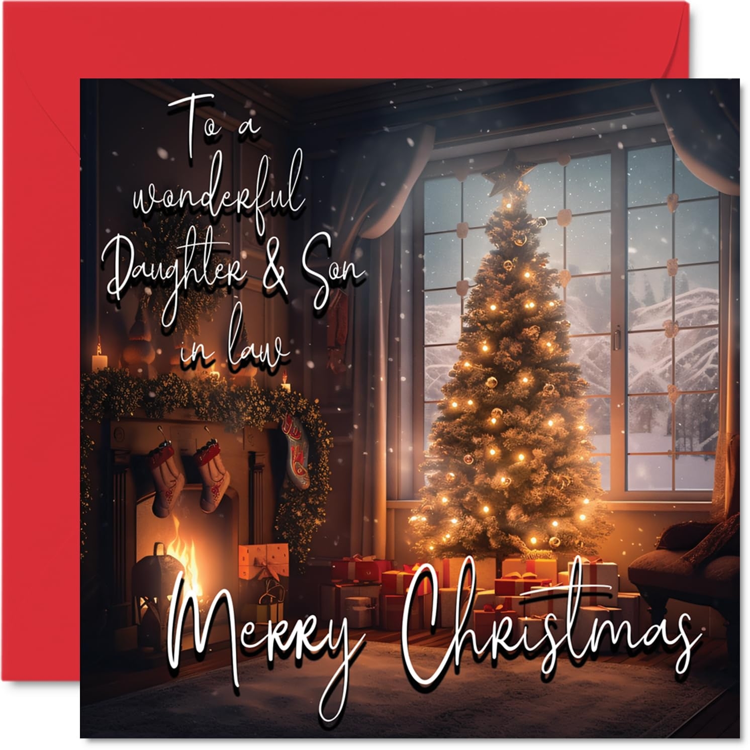 Amazon Traditional Happy Christmas Card Merry Christmas To Daughter Son In Law Happy Xmas Christmas Card To Daughter Son In Law From The Whole Family 5 7 X