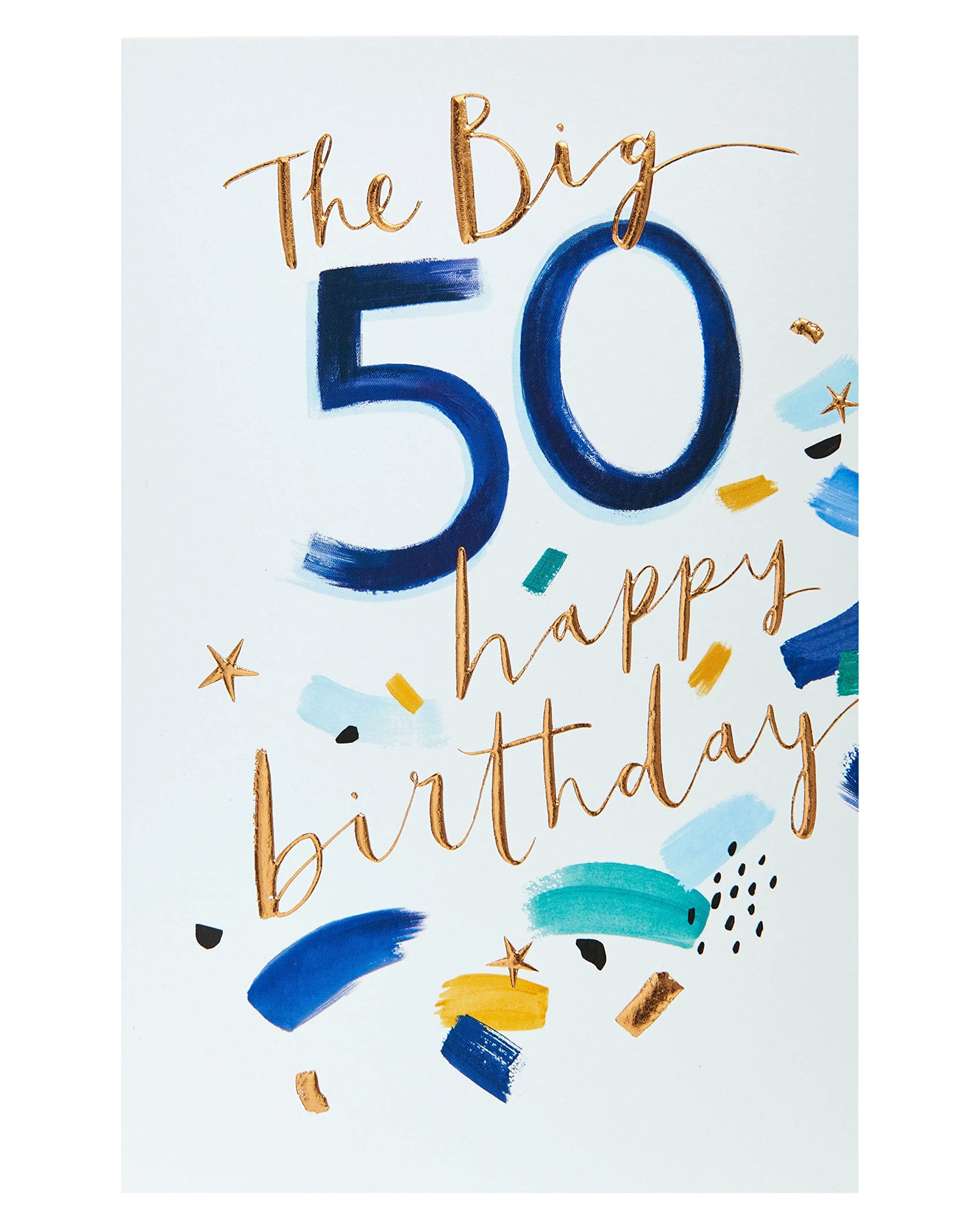 Amazon UK Greetings 50th Birthday Card For Him Friend Blue Brushstroke Design Office Products Amazon UK Greetings 50th Birthday Card For Him Friend Blue Brushstroke Design Office Products