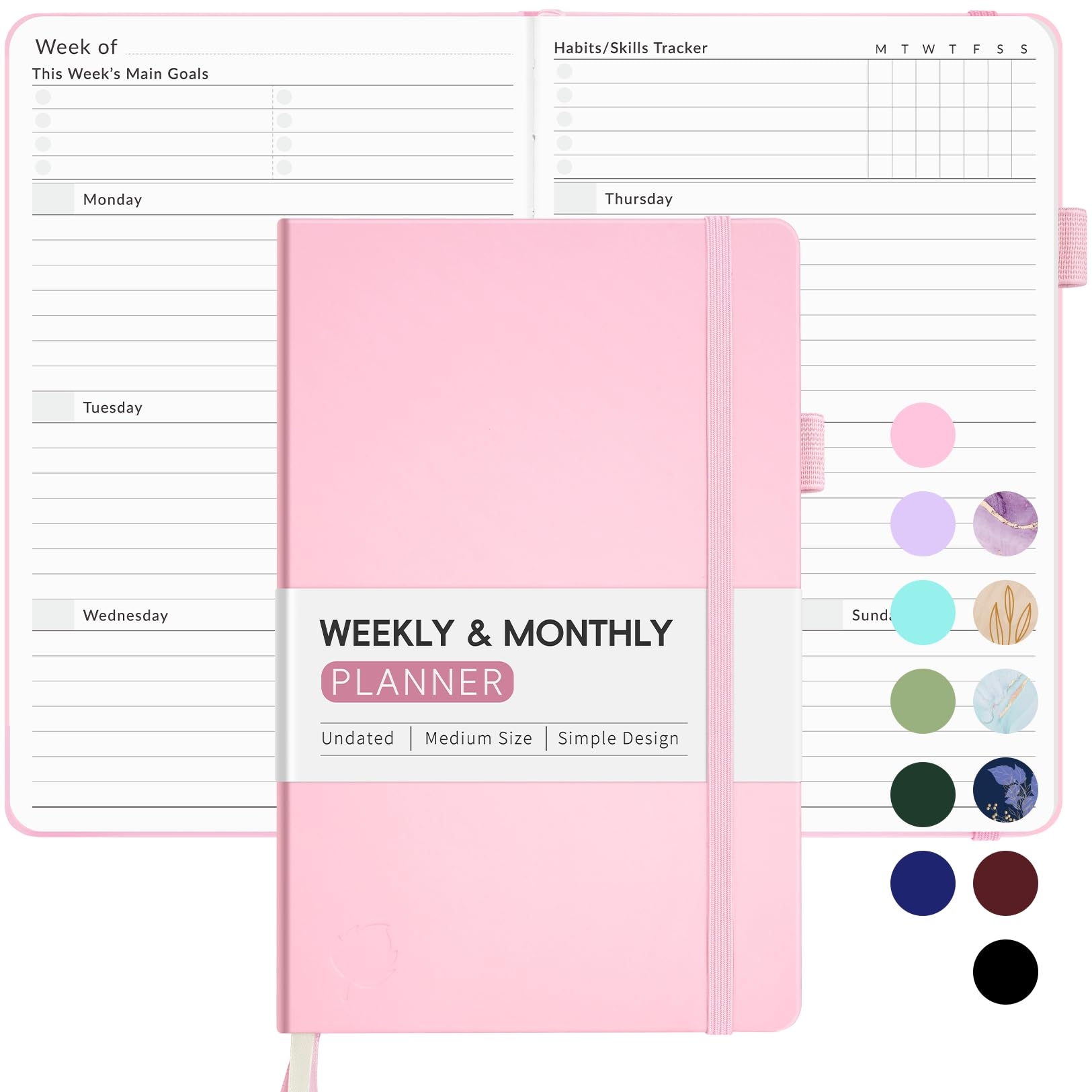Amazon Undated Weekly Planner For 2025 Forvencer Simplified Weekly Monthly Calendar Planner Cute Daily Organizer Notebook Agenda Journal To Track Goals Tasks Start Anytime A5 Size Pink Office Products
