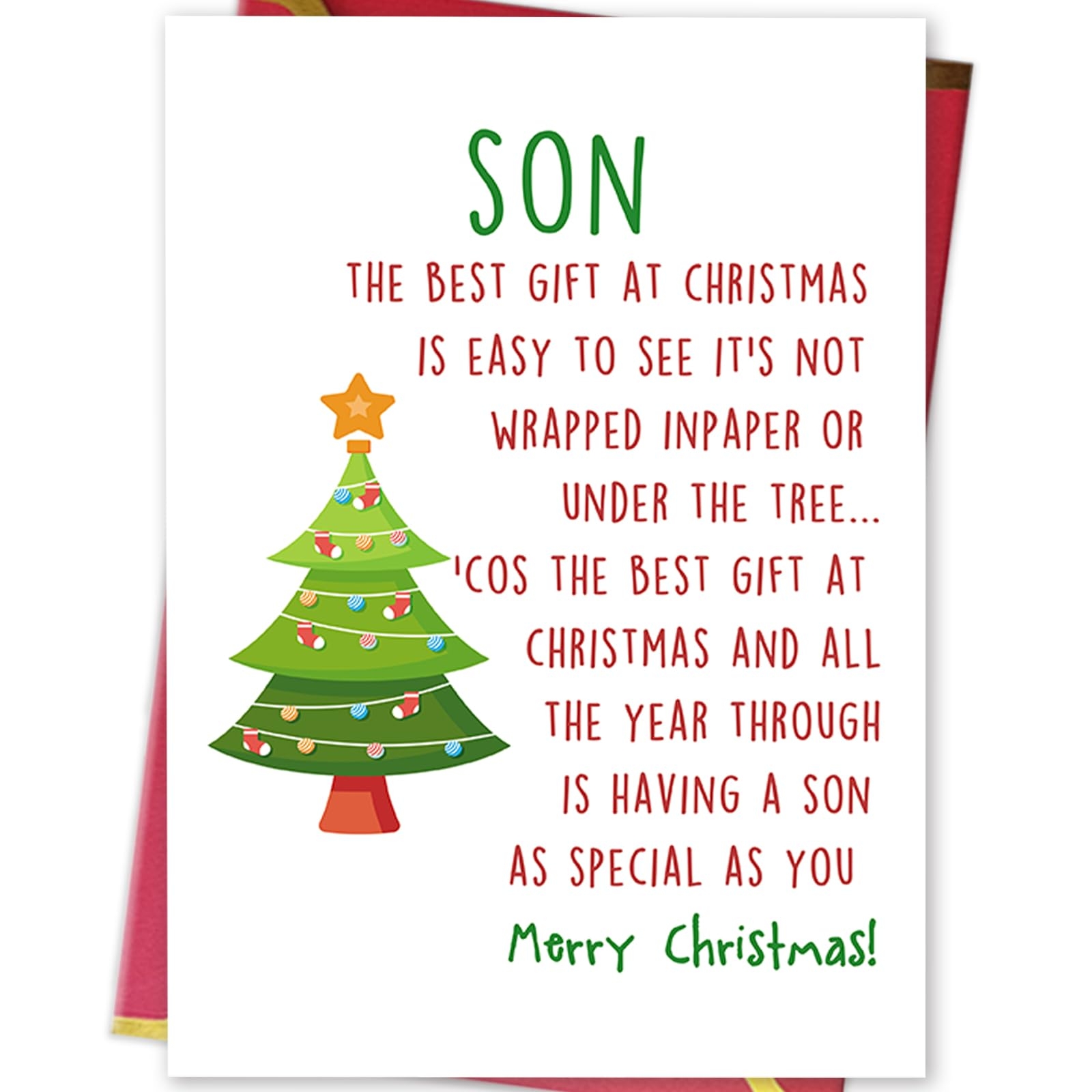 Amazon Ziwenhu Merry Christmas Card For Son Gifts From Mother Father Star Tree Christmas Gift For Boy Lovely Greeting Cards For Children From Family Home Kitchen