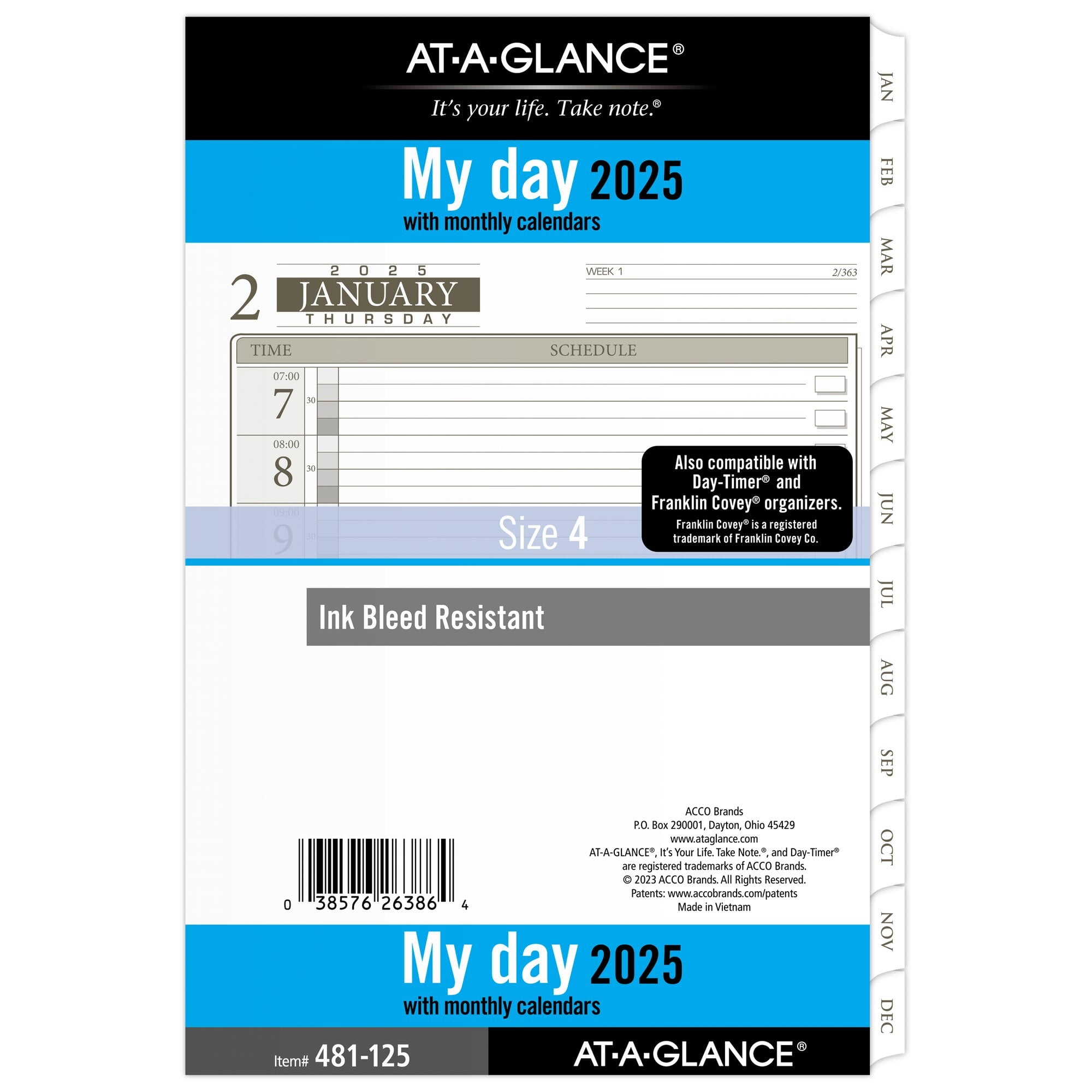 AT A GLANCE 2025 Daily Planner One Page Per Day Refill Loose Leaf Desk Size 5 12 Walmart