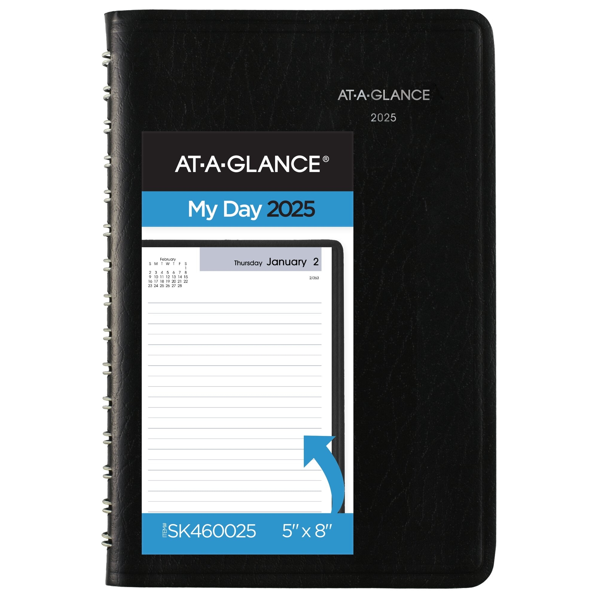AT A GLANCE Academic 2025 2026 Daily Appointment Book Planner Black Small 5 X 8 Walmart