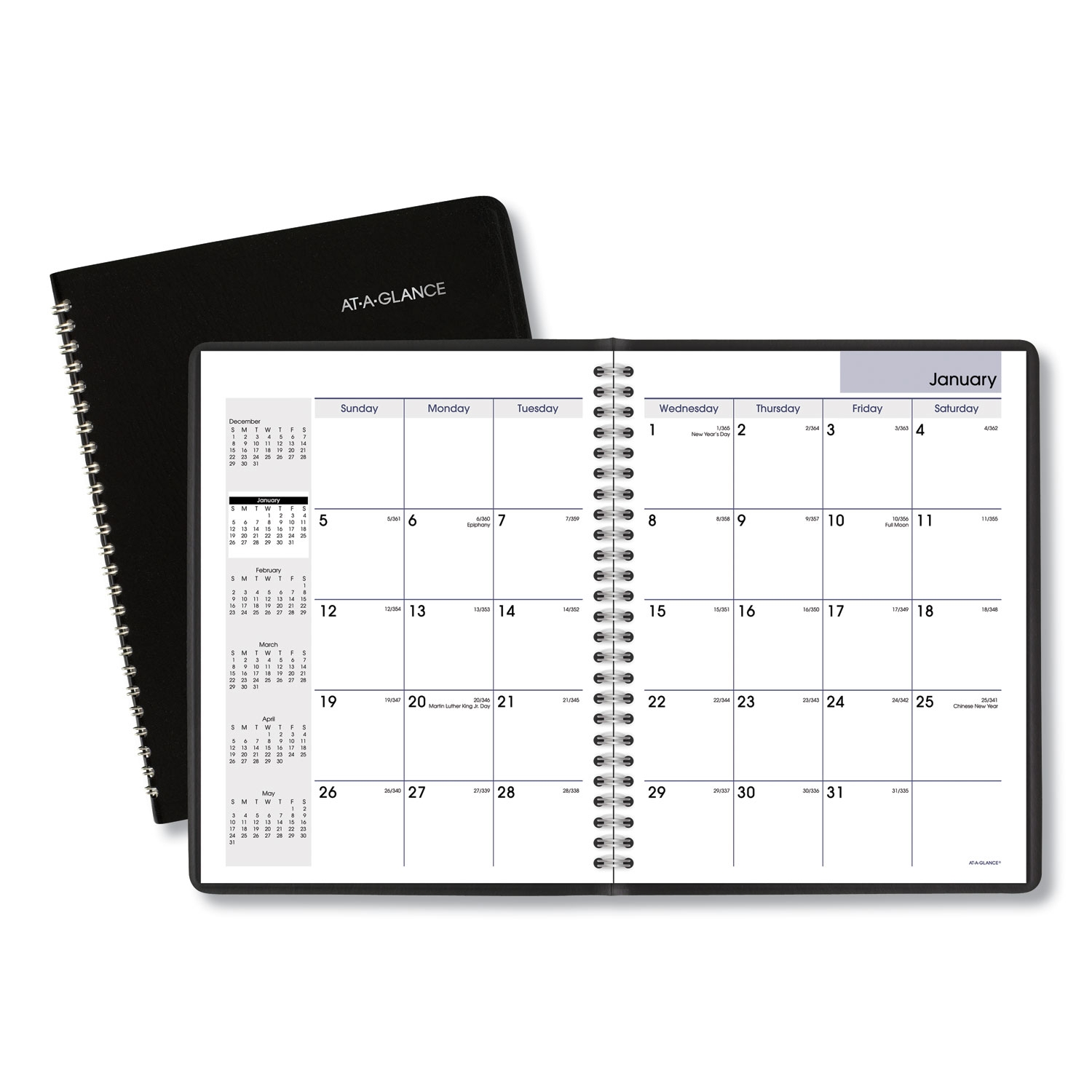AT A GLANCE DayMinder Monthly Planner With Notes Column Un Ruled Blocks 8 75 X 7 Black Cover 12 Month Jan To Dec 2026 OfficeSupply