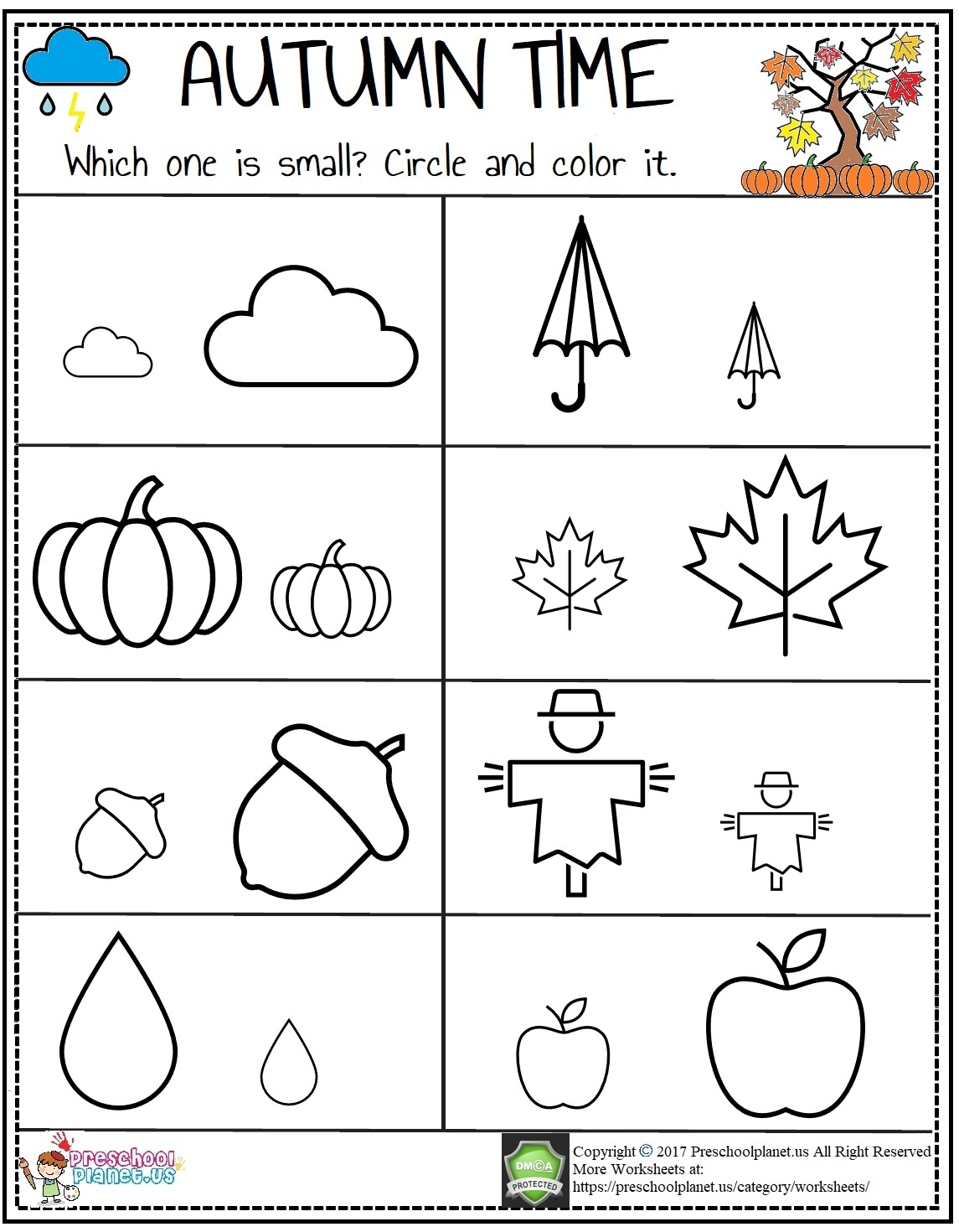 Autumn Worksheet For Kids Preschoolplanet