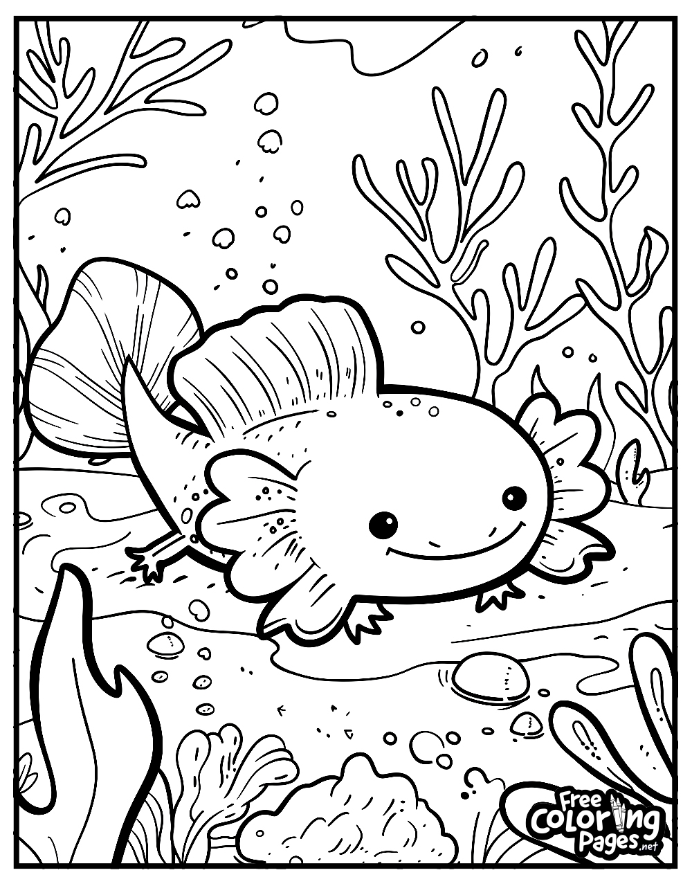 cute axolotl coloring page cute axolotl coloring page