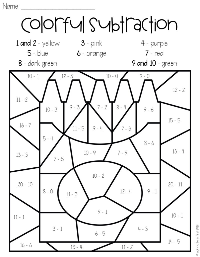 Back To School Color By Number Printables For 1st Grade Worksheets Library