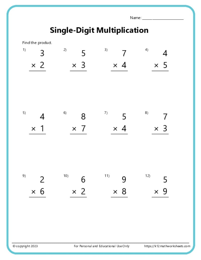 multiplication worksheets 0 12
