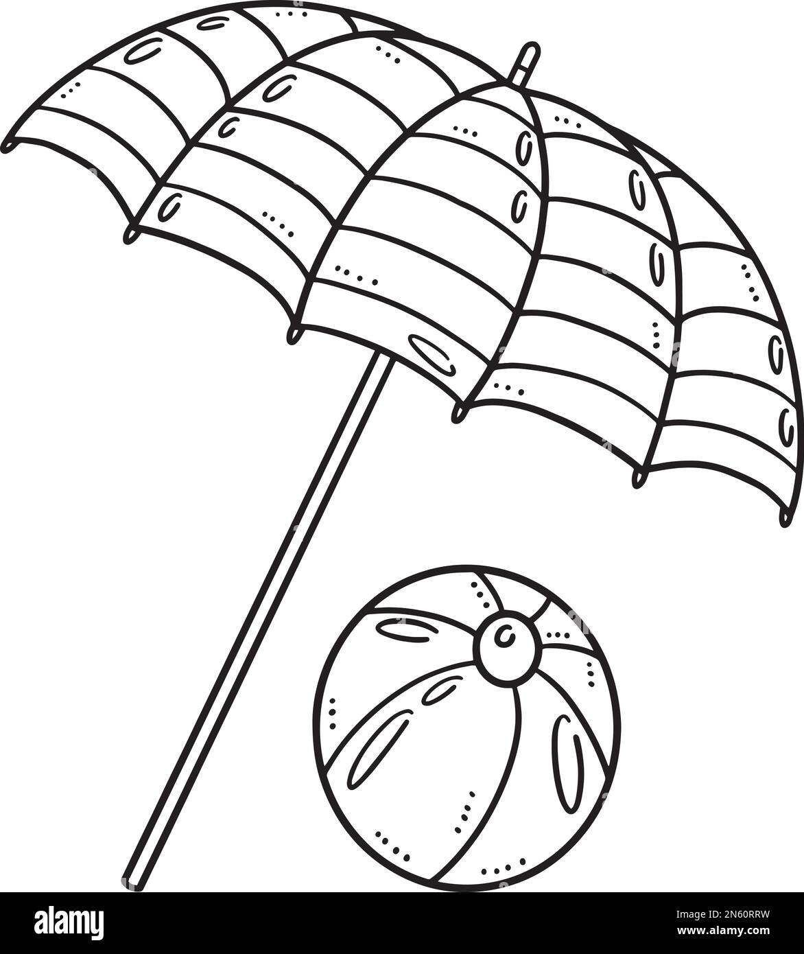 Beach Ball With Umbrella Isolated Coloring Page Stock Vector Image Art Alamy