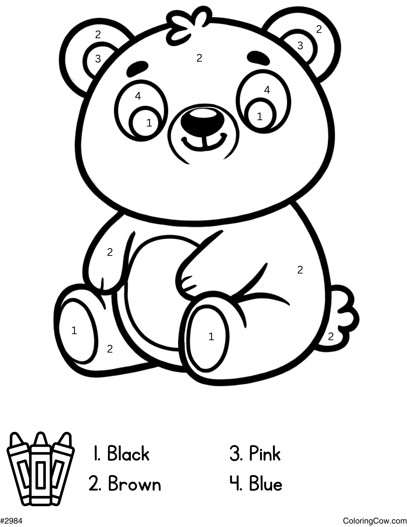 Bear Color By Number Coloring Page