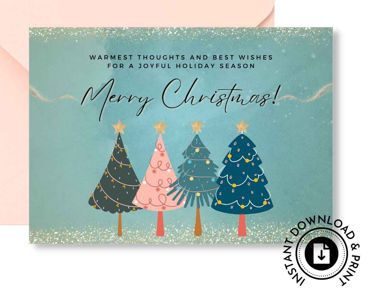 Best Wishes For A Joyful Holiday Season Christmas Card Instant Download Look And Gift
