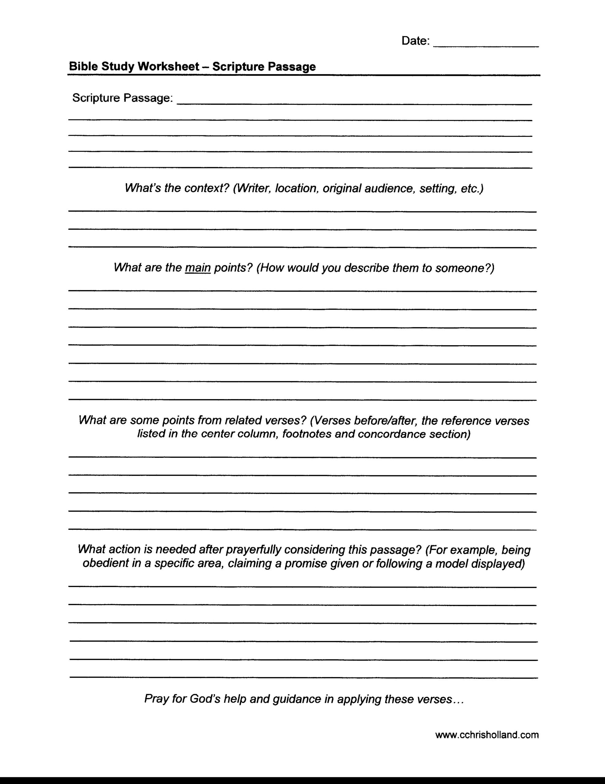 Free Printable Bible Worksheets For Adults