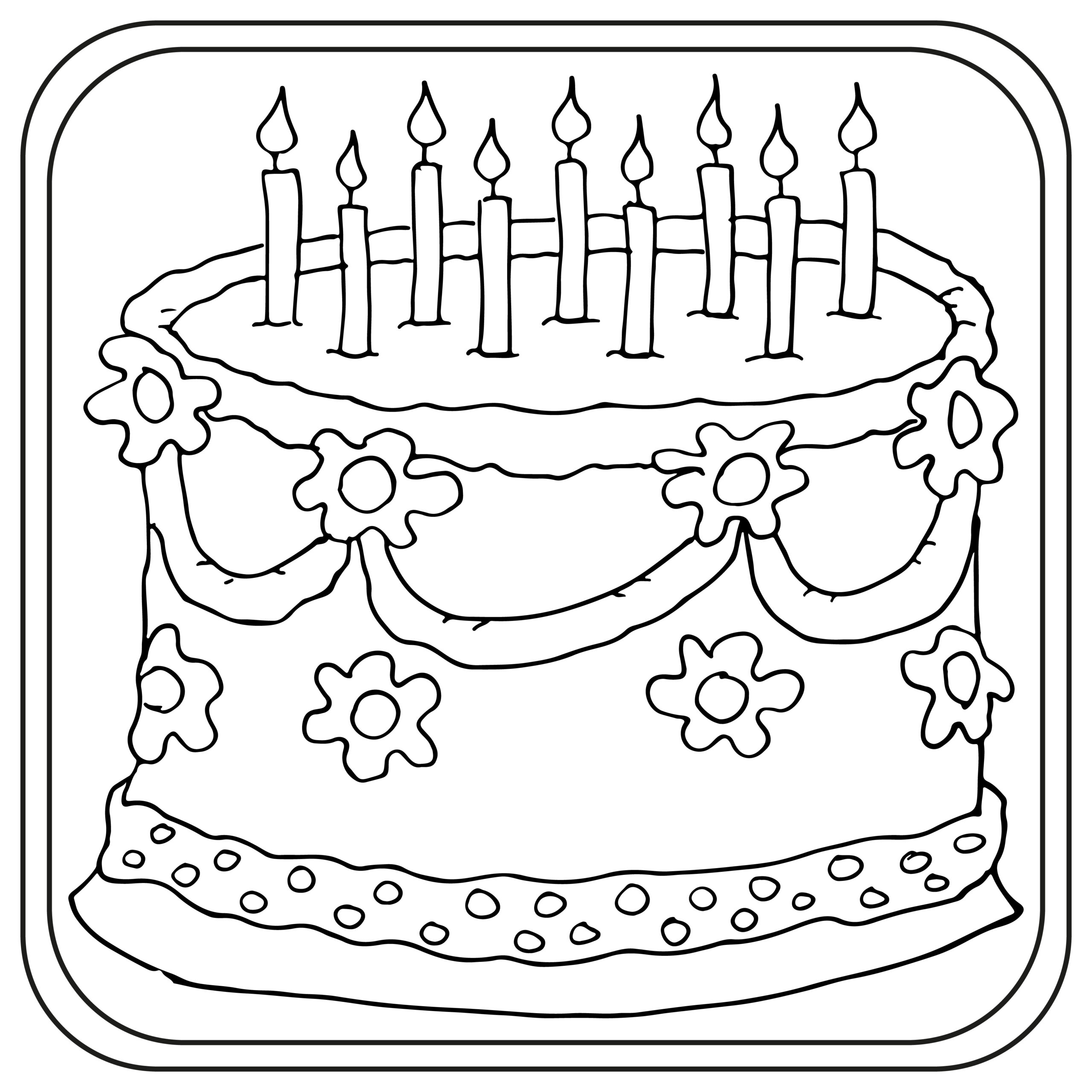 Birthday Cake Coloring Page