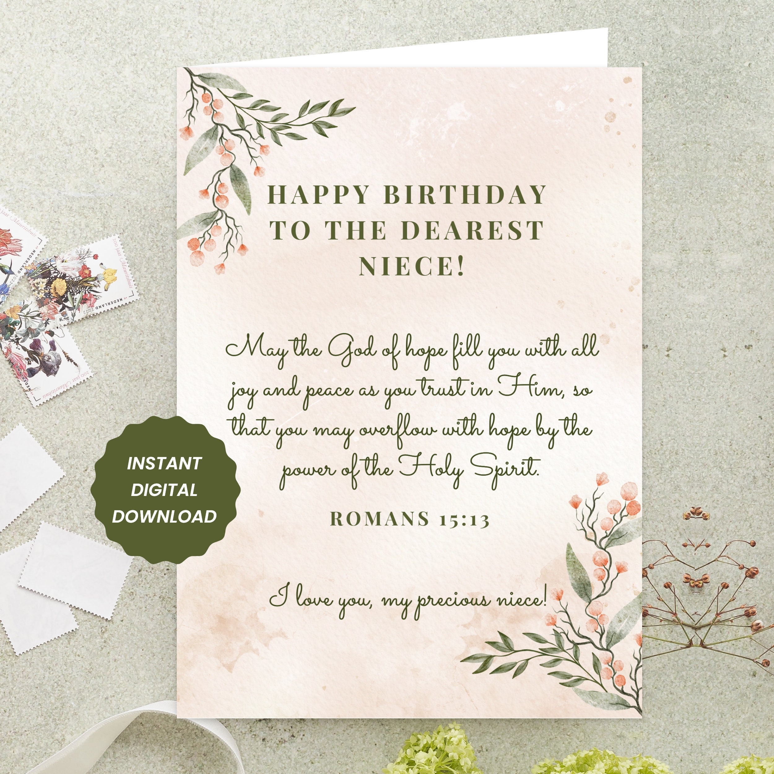 Birthday Card For Niece Bible Verse Christian Gift digital Download Etsy
