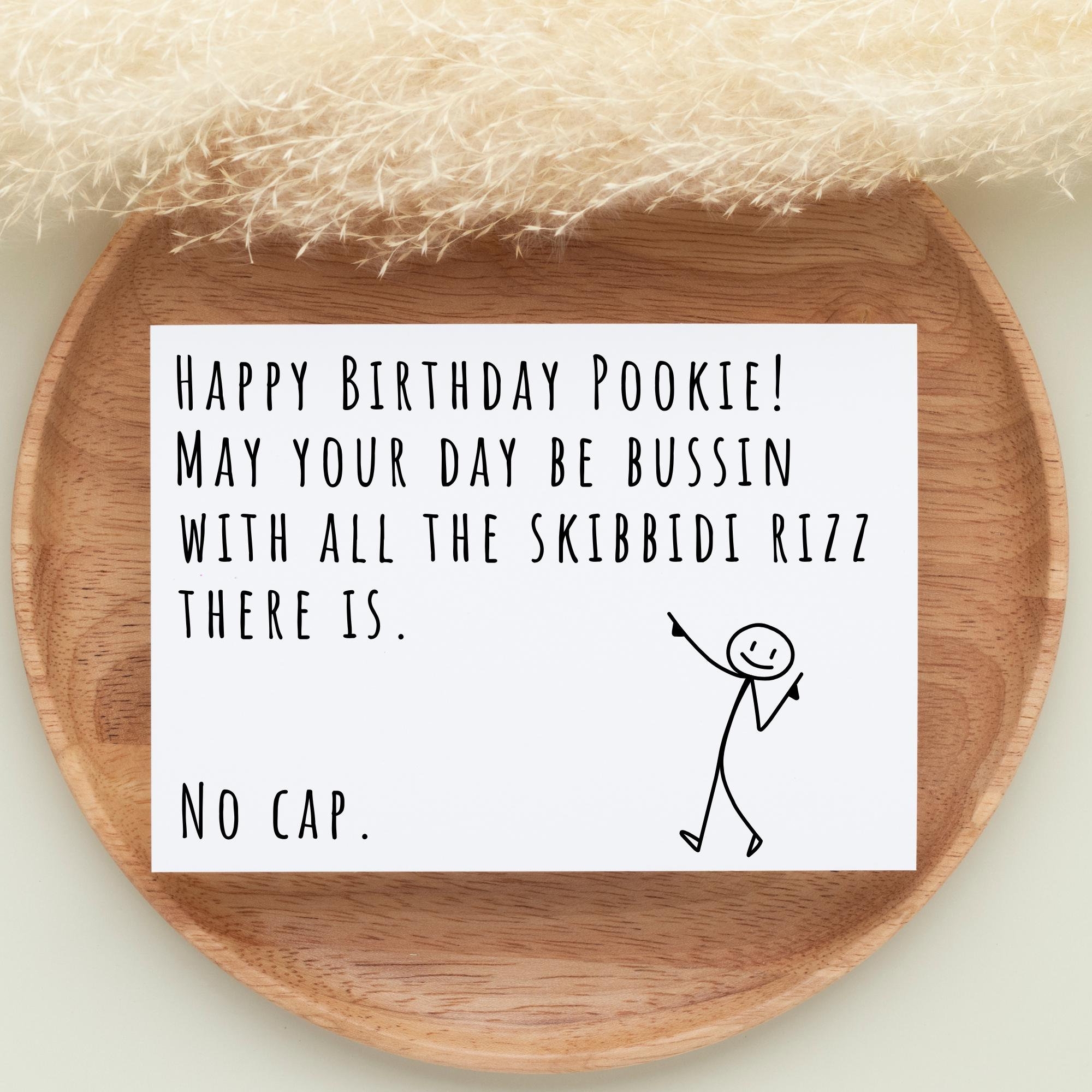 Birthday Card For Teen Slang Funny Card For Teenager Gift Idea For Son Daughter Happy Birthday Pookie Bussin 13th Birthday Printable Card Etsy