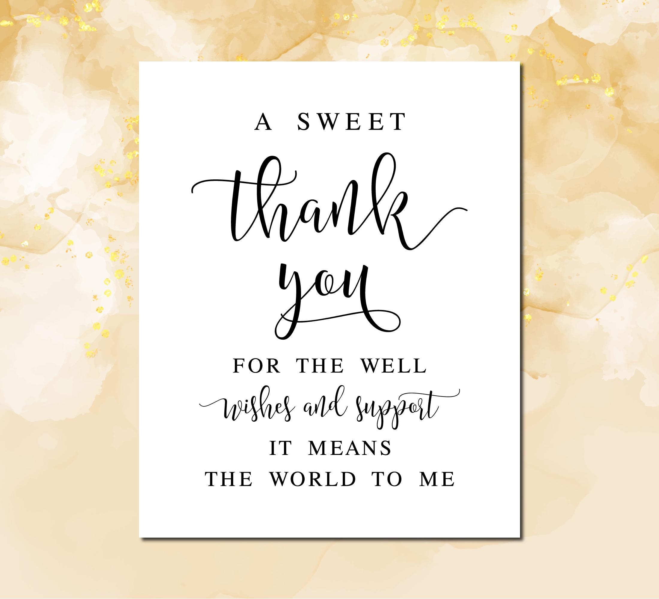Birthday Thank You Sign Sweet Script Well Wishes digital Download Etsy