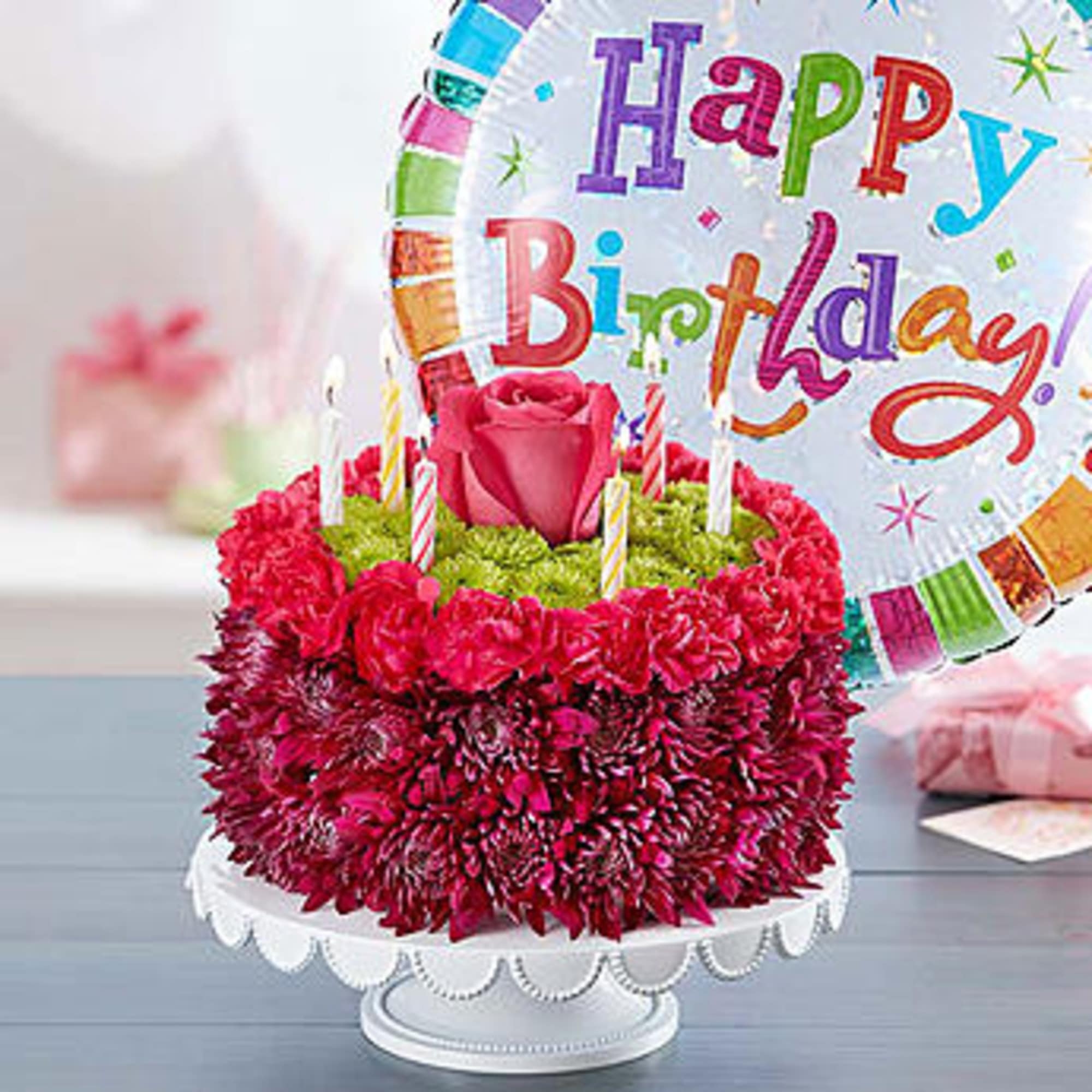 Birthday Wishes Flower Cake Purpleby The Flower Shop