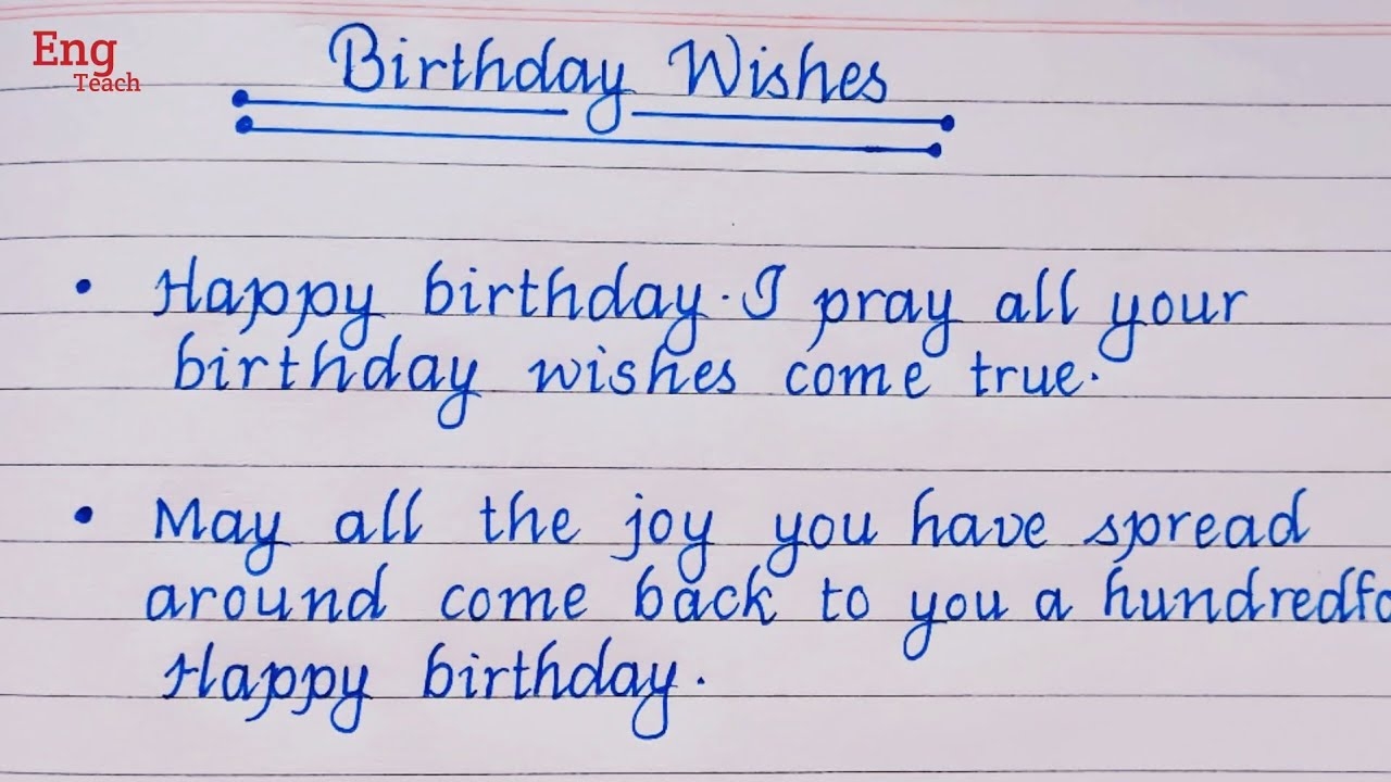 Birthday Wishes In English Birthday Wishes Birthday Wishes Message English Writing Eng Teach YouTube