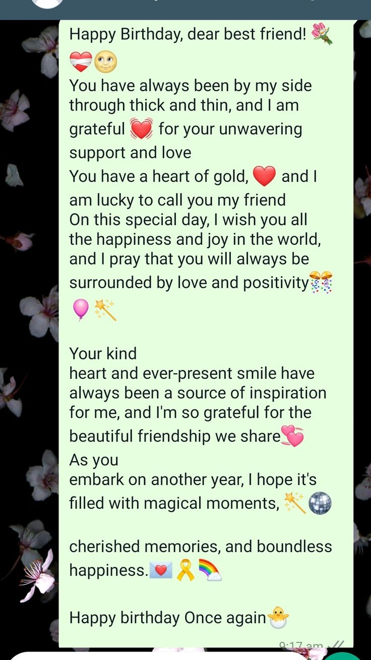 Birthday Wishes Long Text Message For Your Best Friend 