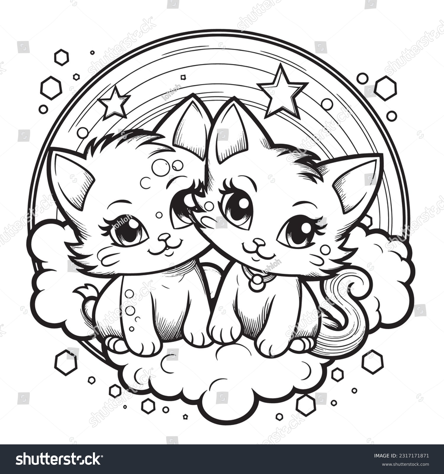 Black White Coloring Pages Kidskitty Rainbow Stock Vector Royalty Free 2317171871 Shutterstock