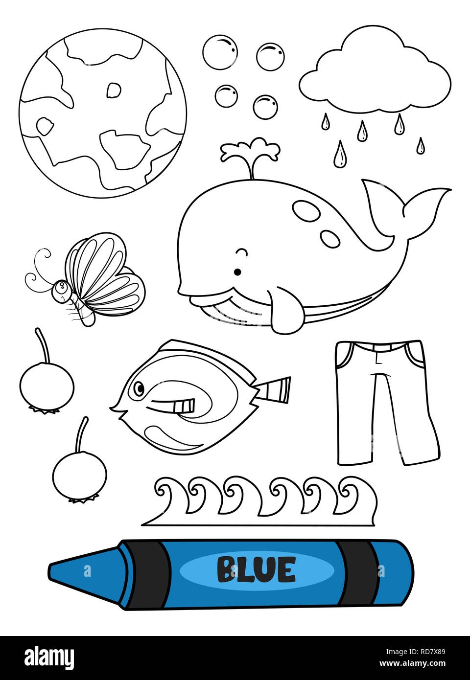 Blue Whale Coloring Sheet Printable Cut Out Stock Images Pictures Alamy