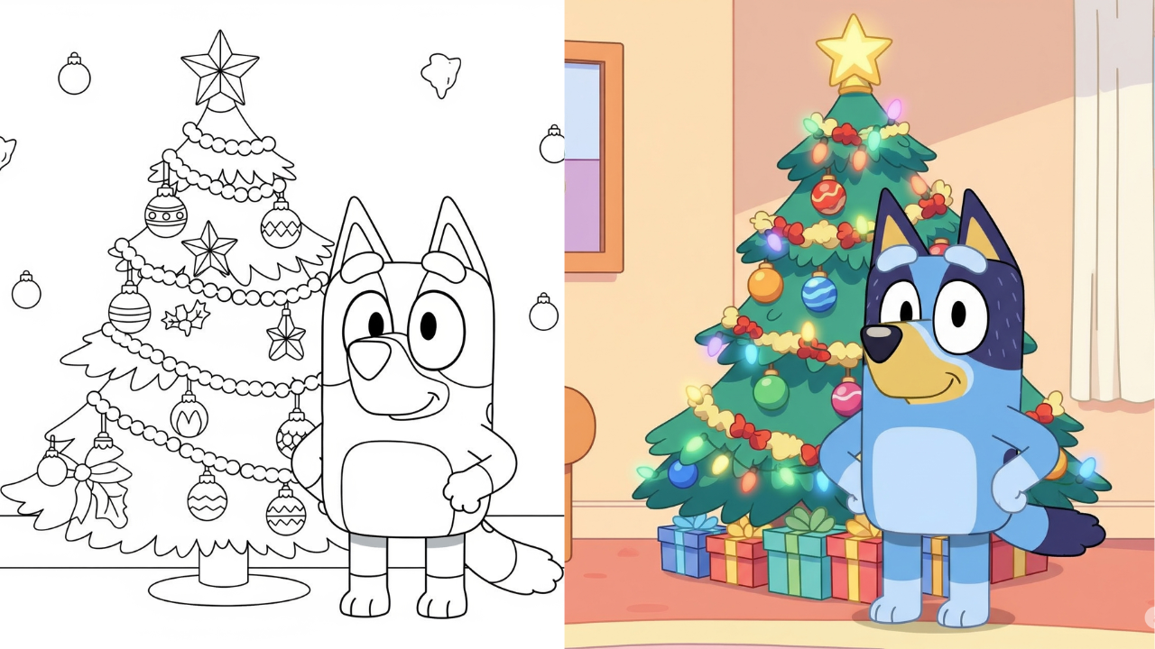 bluey christmas coloring pages
