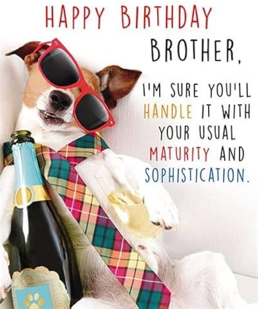 Brother Funny Birthday Card Maturity And Sophistication Jack Russell Dog Eco Friendly And Recyclable By Darkroom Amazon co uk Stationery Office Supplies