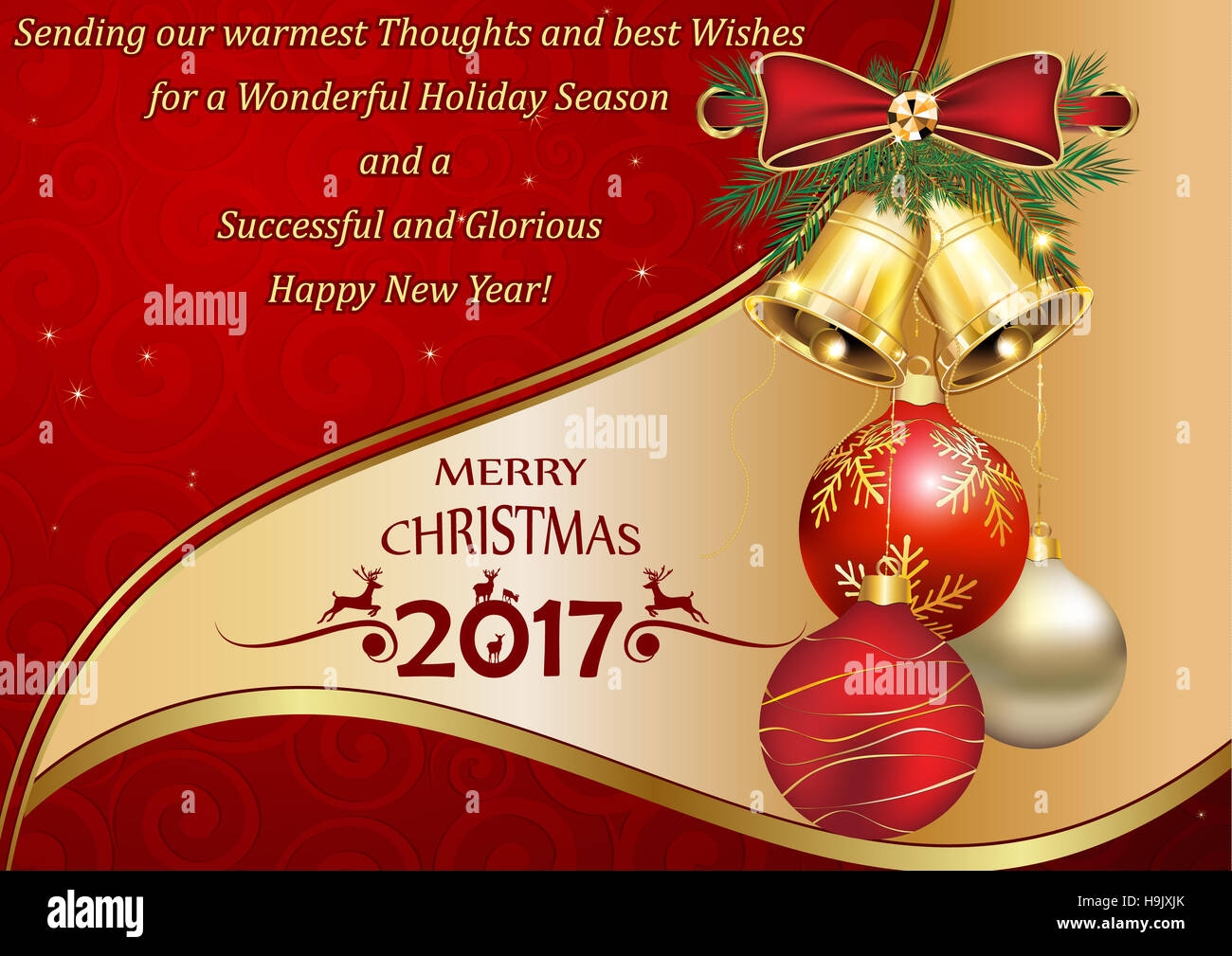 Business Christmas And New Year Greeting Card With Christmas Tree Wreath Jingle Bells Print Colors Used Stock Photo Alamy Business Christmas And New Year Greeting Card With Christmas Tree Wreath Jingle Bells Print Colors Used Stock Photo Alamy