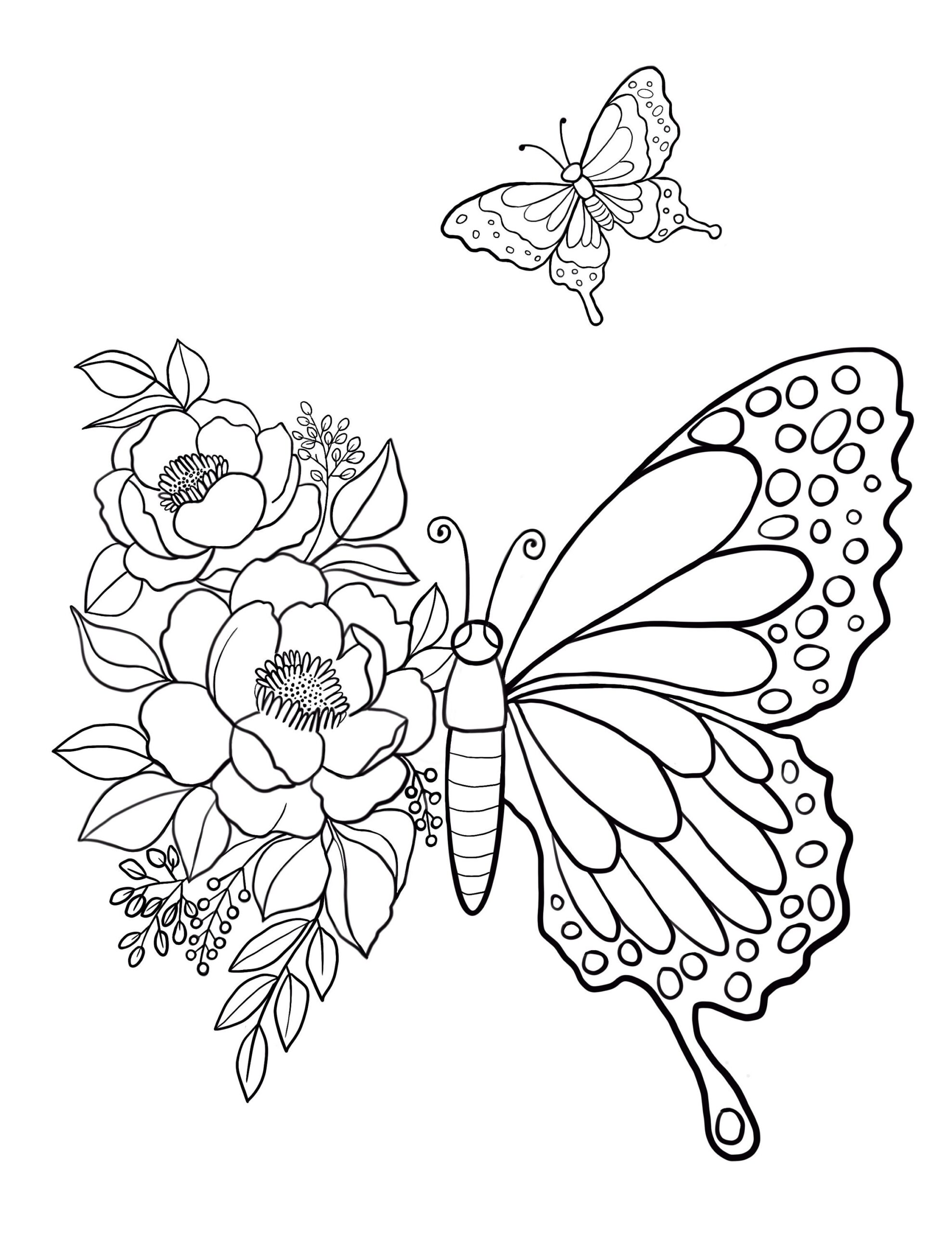 Coloring Pages Flowers Butterflies