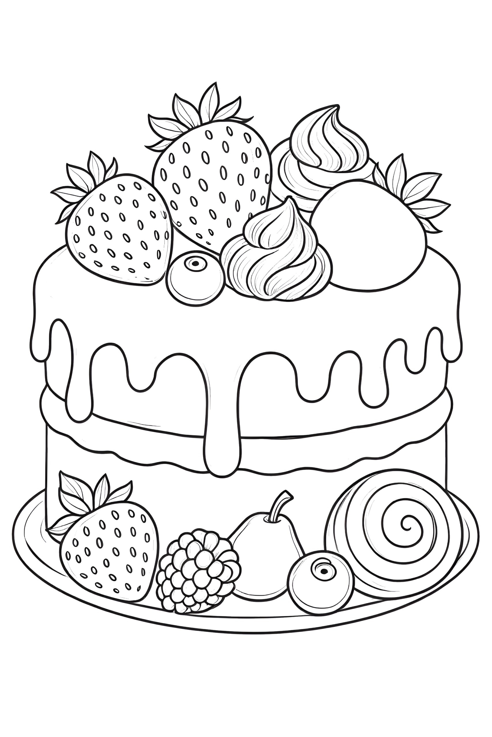 Cake Color Page Coloring Pages Mimi Panda