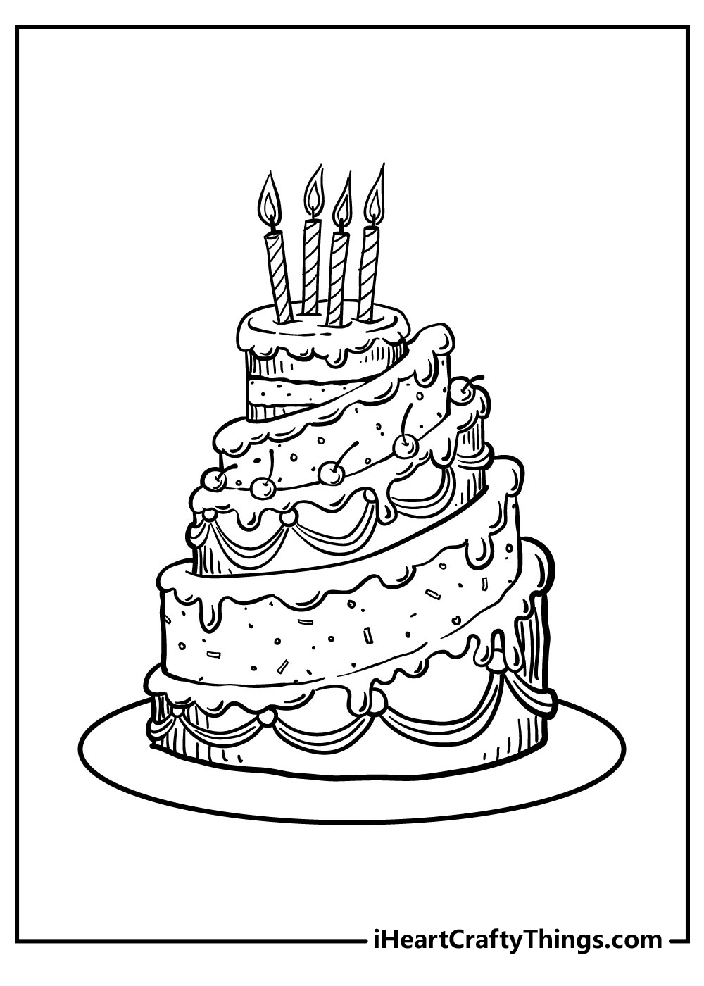 coloring pages of a birthday cake