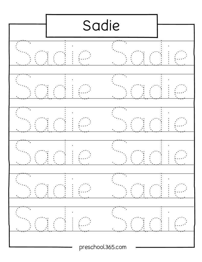 traceable name worksheets for preschool