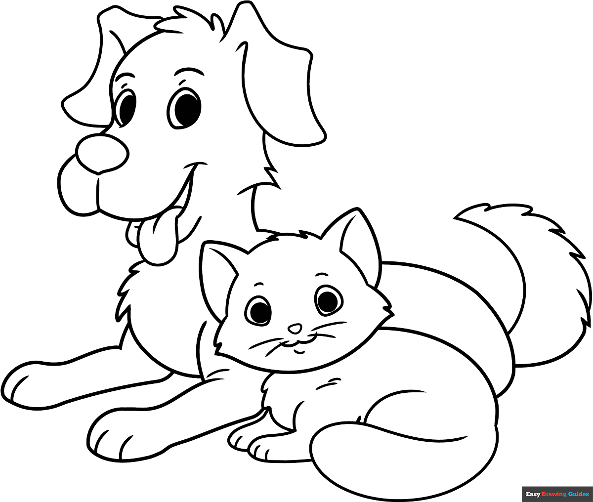 Cat And Dog Coloring Page Easy Drawing Guides Cat And Dog Coloring Page Easy Drawing Guides