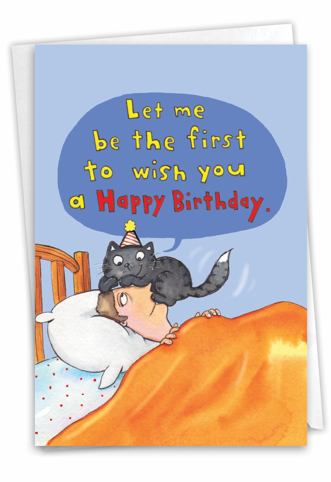 Cat On Head Funny Birthday Greeting Card