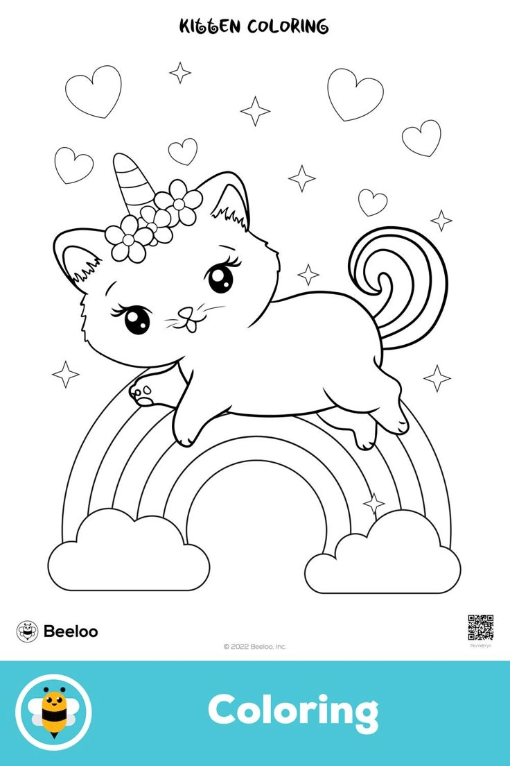 Cat Unicorn Coloring Page