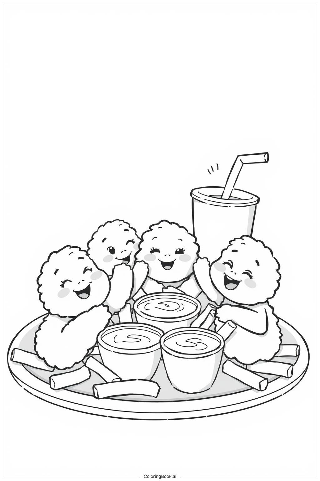 Chicken Nuggets4 Coloring Page Free PDF PNG Printable 