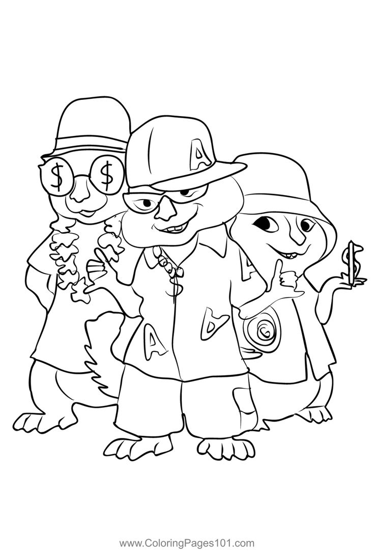 Chipmunks Dollars Coloring Page Chipmunks Dollars Coloring Page
