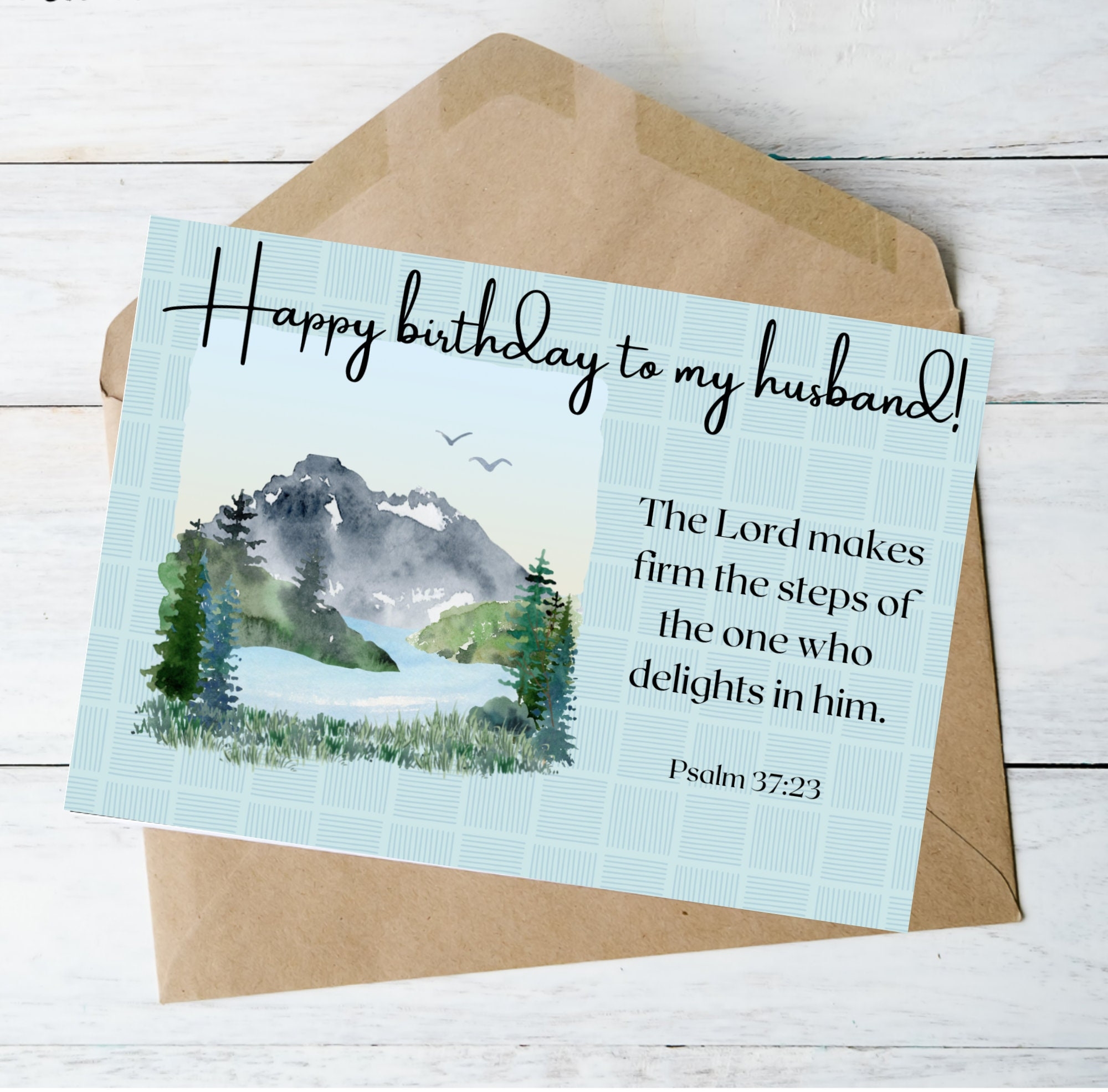 Christian Husband Birthday Card Religious Bible Verse Printable Download Psalm Outdoors Mountains Nature Landscape Etsy
