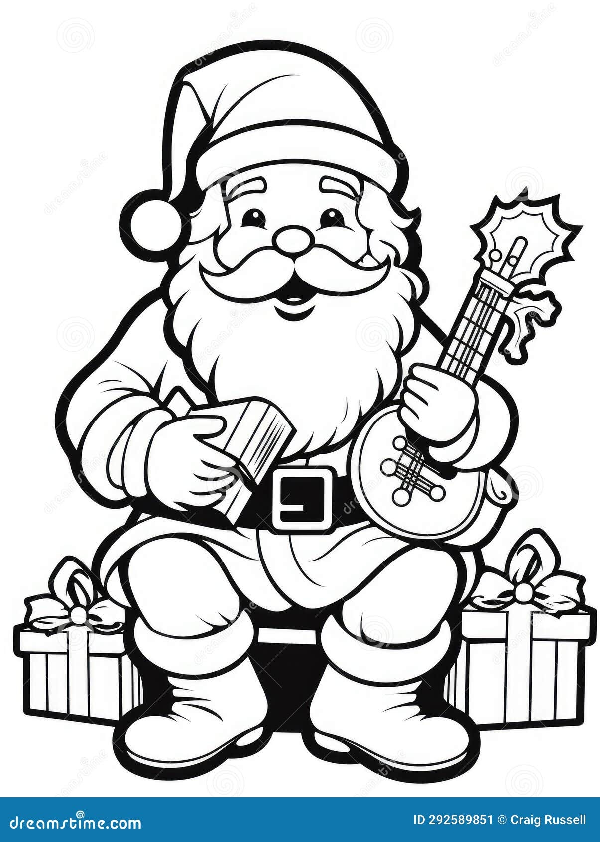 Christmas Colouring Page Santa Stock Illustration Illustration Of Worksheet Happy 292589851