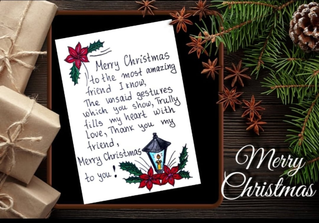 Christmas Message For Friend Card Print Merry Christmas Wishes Friends Card Printable Christmas Quote Card Digital Download Etsy Canada