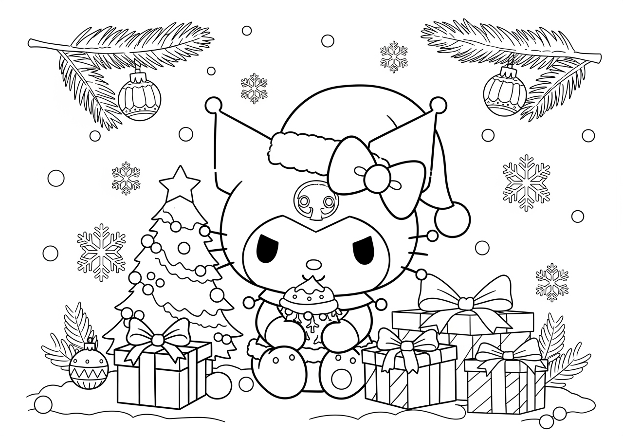 Christmas Sanrio Coloring Pages Festive Printables