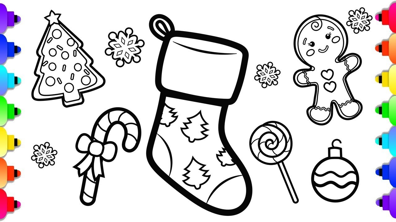 Christmas Stocking Coloring Page Learn To Draw Christmas Stuff Printable YouTube