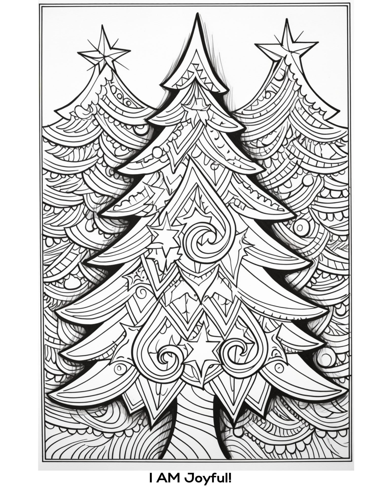 Christmas Tree Coloring Page Zentangle Style Christmas Tree Adult Coloring Kids Coloring Christmas Tree Holidays Christmas Gift Etsy